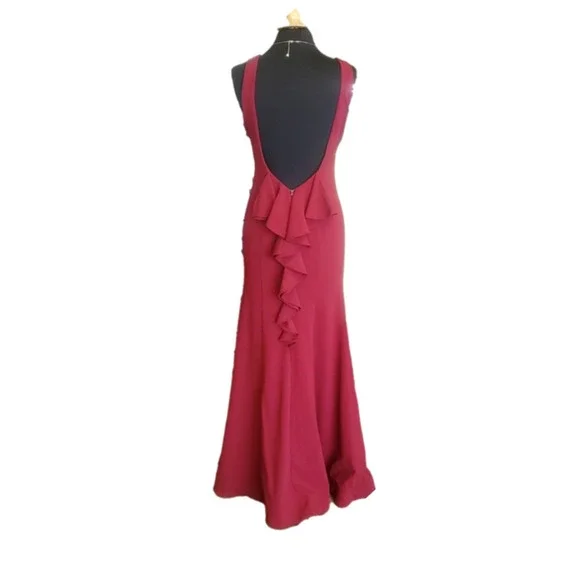 𝅺Stunning Ball Dress, Wine Red, Sequin Hearts - Picture 2 of 12